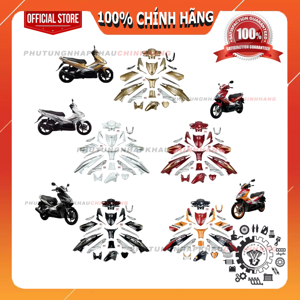 Bộ dàn áo Air Blade 110 bản Fi đời 2009 2010 (20 món) các màu chính hãng, Dàn mủ nhựa màu AB 110 Fi 