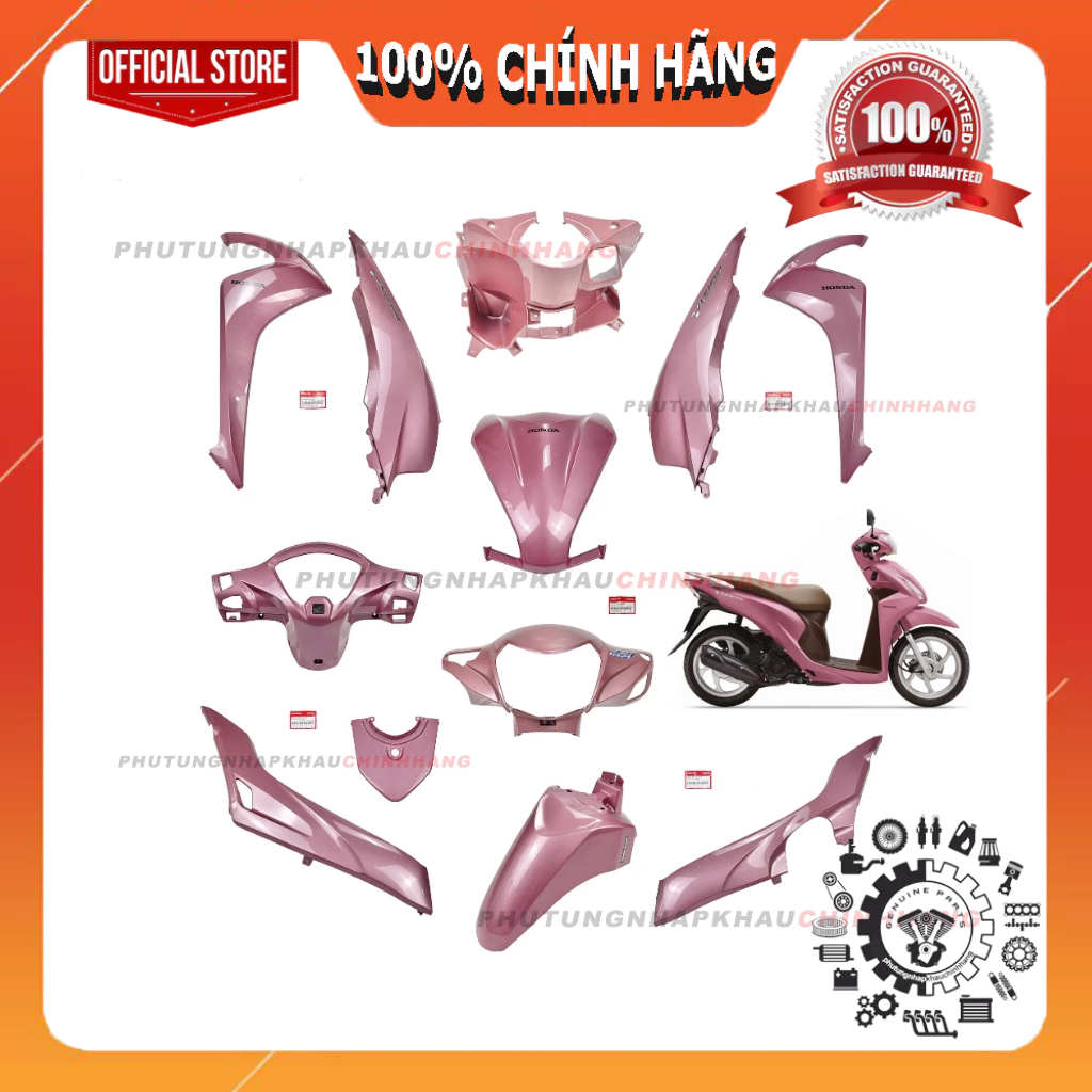 [LẺ MÓN] Dàn áo Vision K44 2017 màu Hồng chính hãng, Bộ nhựa màu Vision 110 2014 2015 2016 2018 2019