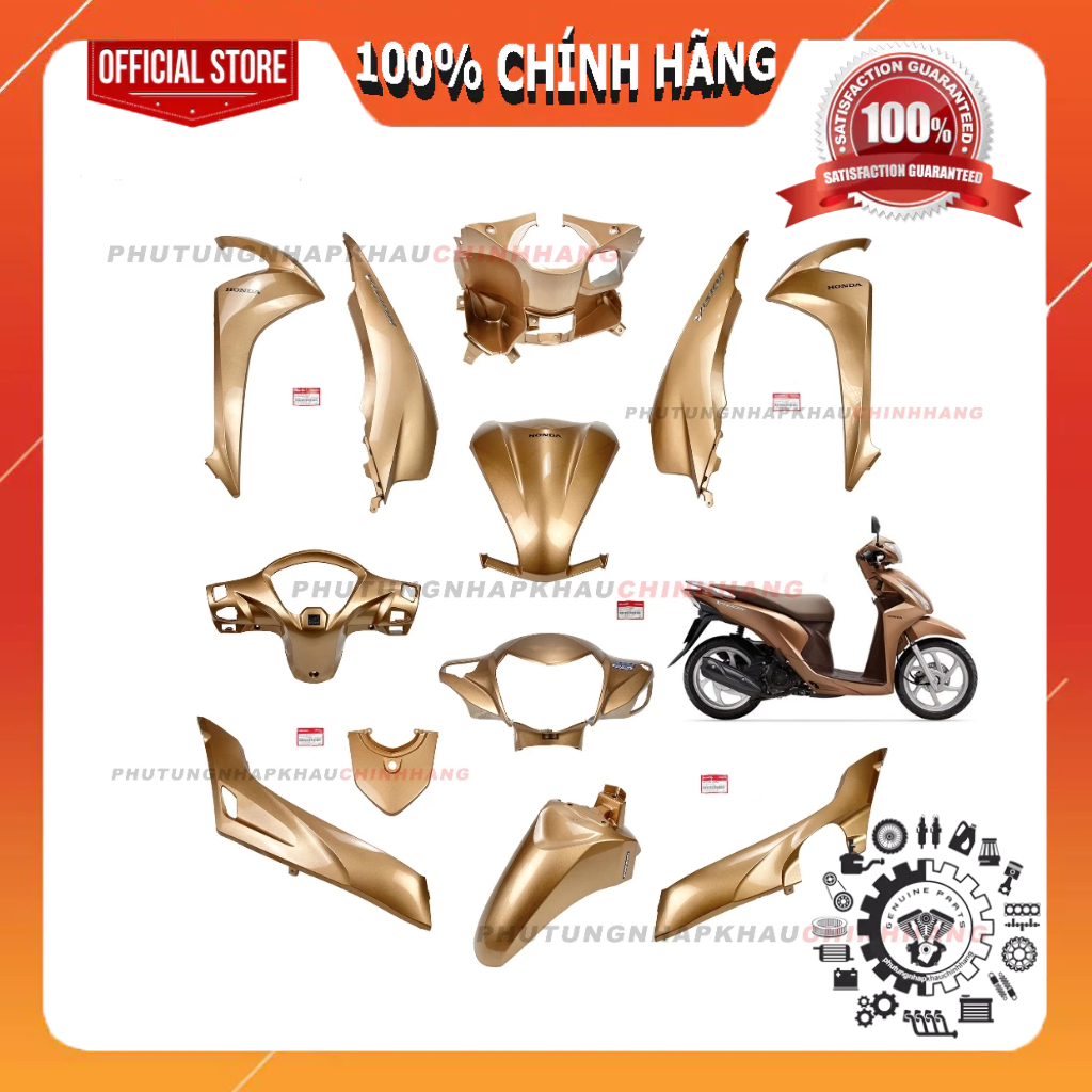 [LẺ MÓN] Dàn áo Vision K44 2017 màu Vàng Đồng chính hãng, Bộ nhựa màu Vision 110 2014 2015 2016 2018