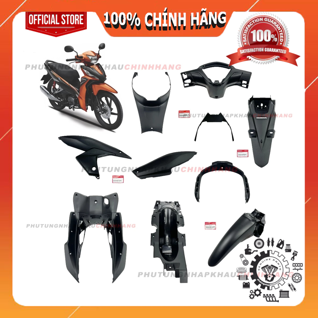 Bộ nhựa nhám Wave RSX 2015 2016 2017 2018 2019 (10 món), Dàn nhựa nhám Đen Wave RSX 110 Fi Xăng cơ c