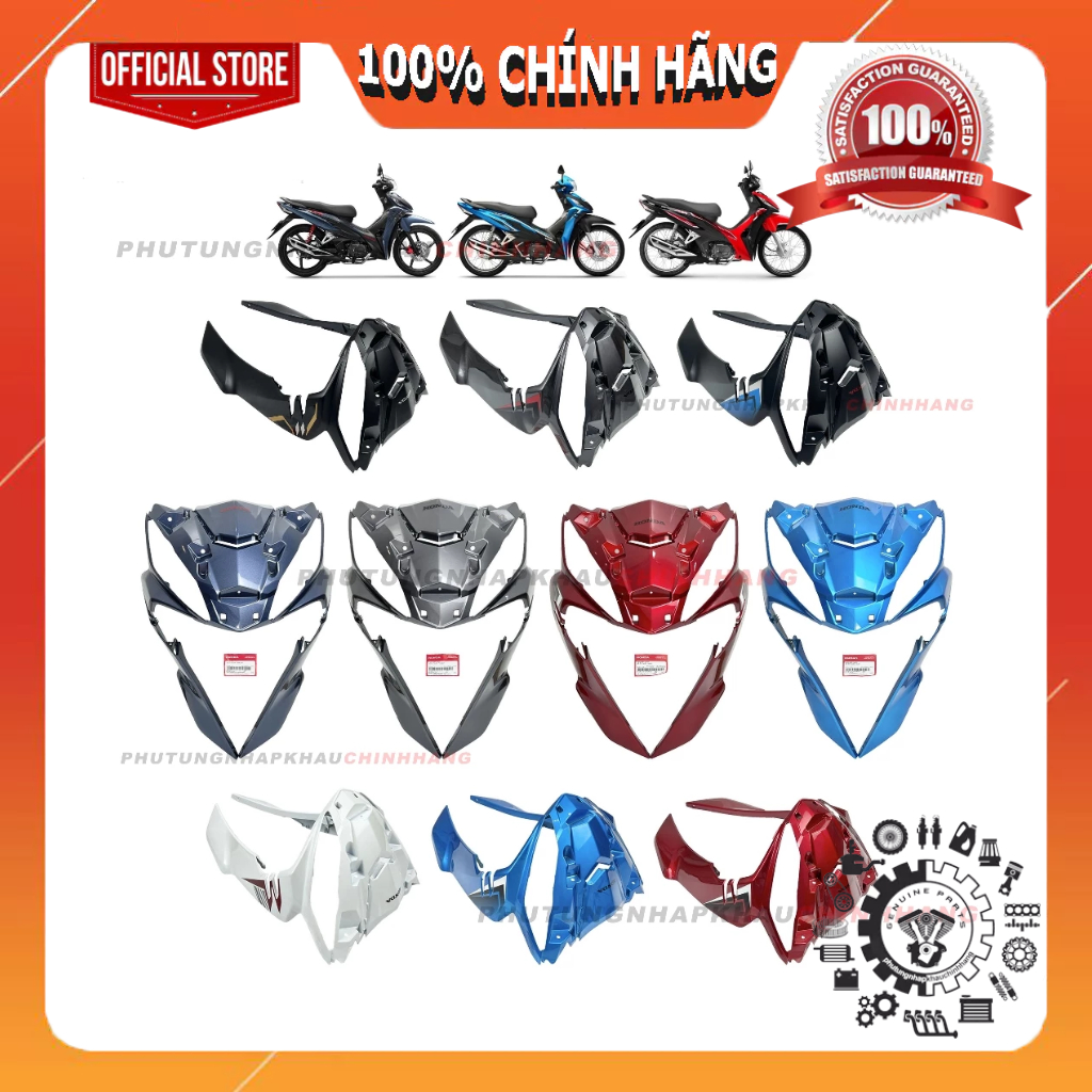 Mặt nạ lớn Wave RSX 110 2020 2021 2022 2023 chính hãng, Bộ ốp nạ trước Wave Rsx 110 Bánh mâm Bánh Că