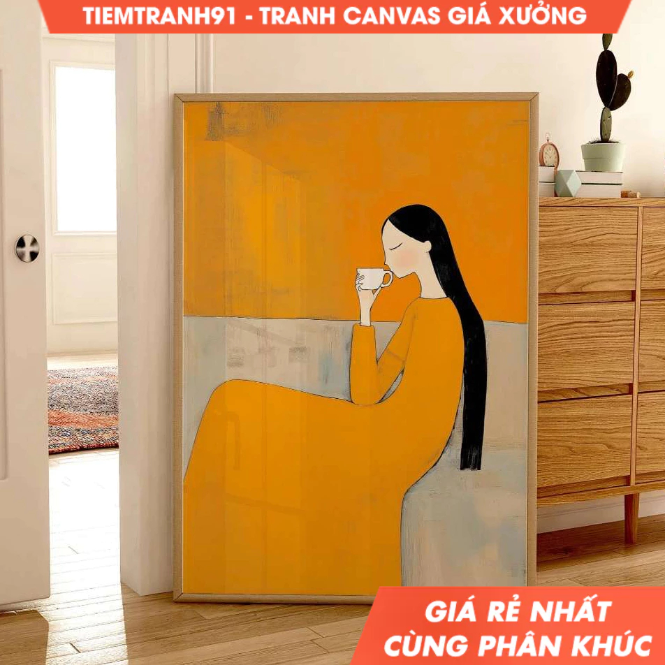 Tranh treo tường, Cozy Coffee Morning Poster Modern Woman Minimalist Coffee Art Female Coffee Decor.