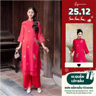 Áo Dài Bầu Phượng Vũ Kèm Quần LYMMOM Thiết Kế Dáng Suông Diện Tết Du Xuân Cao Cấp Sang Trọng SAD029S 