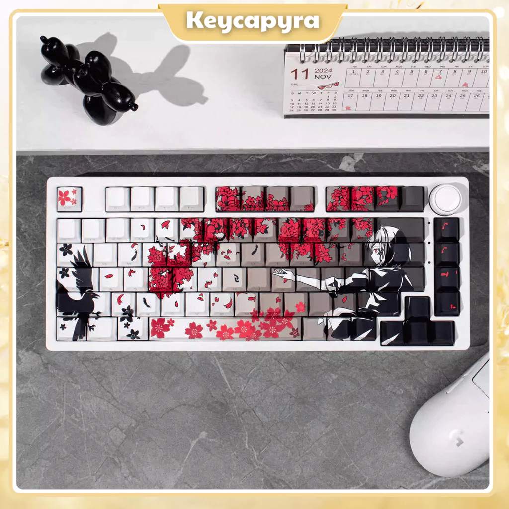 Keycap Makima Sakura, Keycap Anime, PBT, Dye-sub Cherry Profile, Xuyên LED Cực Đẹp, Giá Rẻ