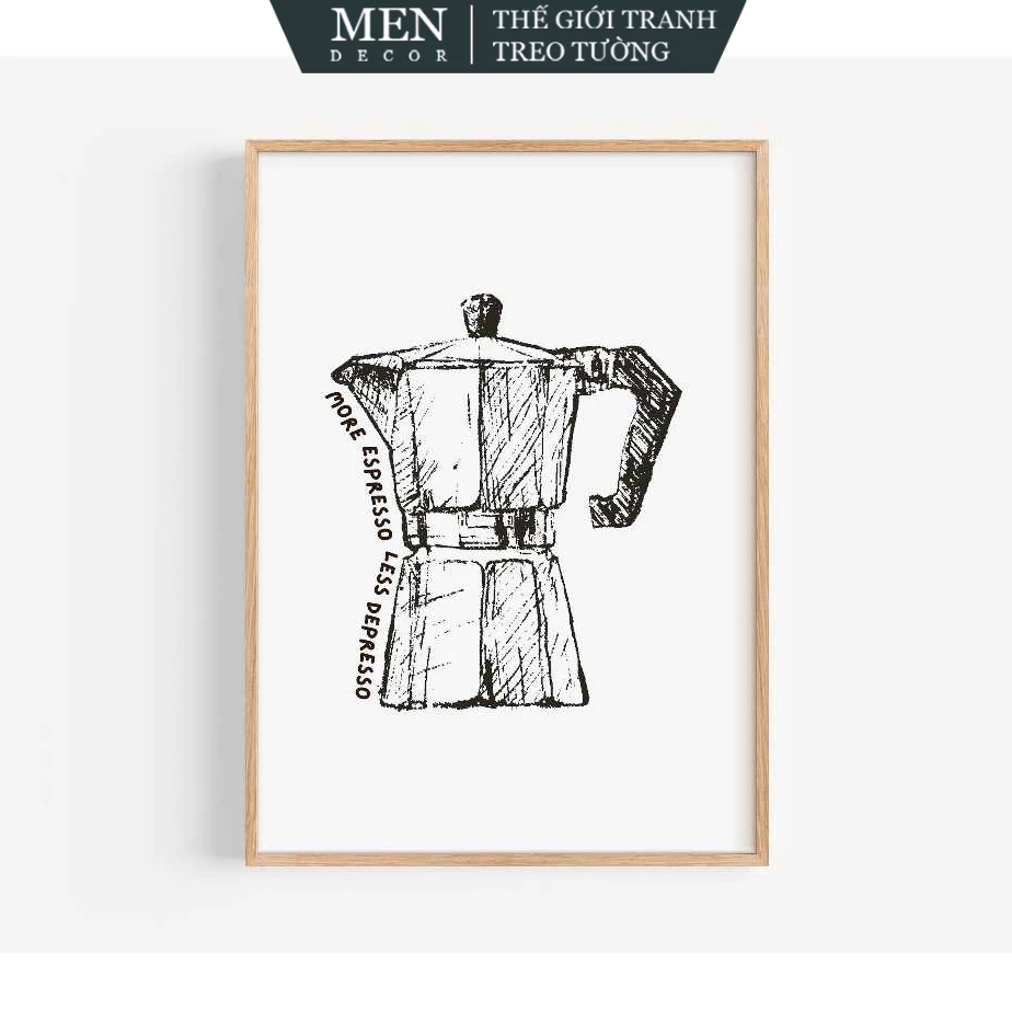Tranh treo tường, Espresso Moka Pot Print Funny Kitchen, nhận in theo yêu cầu, tặng kèm đinh treo tr