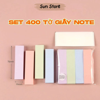 Set 400 tờ giấy nhớ viết note 76x19mm ghi chú nhiều kích cỡ màu vàng xanh hồng - Sun Store