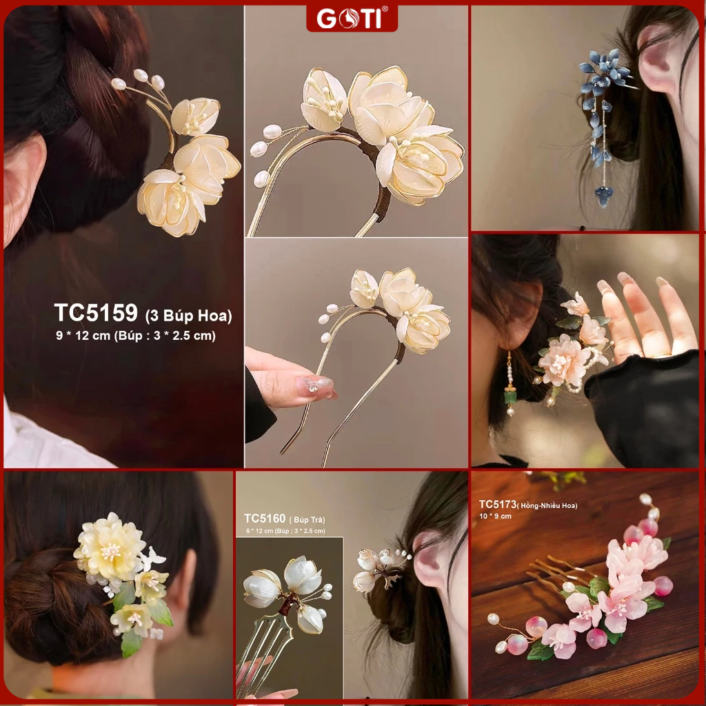 GOTI – Trâm Cài Tóc Hoa Trà, Hoa Mộc Lan Dành Cho Nữ Kiểu Trâm Cài Tóc Cổ Trang TC5159
