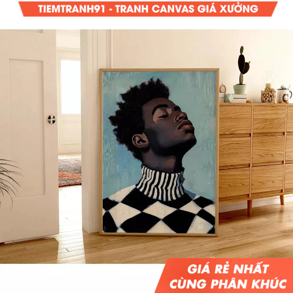 Tranh treo tường, Geometrical People Large Wall Art Colorful Abstract Poster Modern Afrocentric Prin