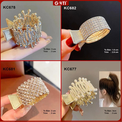 GOTI - Kẹp Tóc Đuôi Ngựa Thanh Lịch Kiểu Kẹp Dạng Tròn Xinh Xắn Hình Hạt ZicZac - Quà Tặng Nữ 20/10 8/3 KC677
