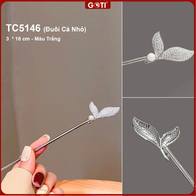 GOTI Phụ Kiện Tóc Nữ - Trâm Cài Tóc Hình Đuôi Cá Đính Đá Đơn Giản Thanh Lịch TC5146