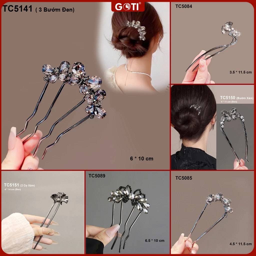 GOTI Phụ Kiện Tóc Nữ Kiểu Trâm Cài Tóc Dạng Xước Hình Lá Cọ Đơn Giản Thanh Lịch TC5151