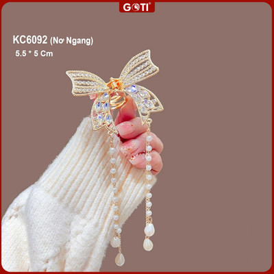 GOTI Kẹp Càng Cua Họa Tiết Nơ Đính Hạt Thanh Lịch Dành Cho Nữ - Quà Tặng Nữ KC6092