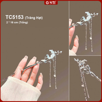 GOTI  Thời Trang Nữ - Trâm Cài Tóc Hình Trăng Hạt Phối Tua Rua Sang Trọng Quà Tặng 8/3 20/19 TC5153