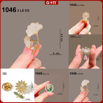 GOTI Ghim Cài Áo Nhỏ Họa Tiết Hoa Lá Xinh Xắn Dành Cho Nữ 1046 1052 1033