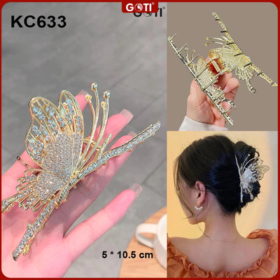 GOTI - Kẹp Tóc Răng Dành Cho Nữ Kiểu Kẹp Càng Cua Hình Bướm Viền Hạt Đá Dự Tiệc Sang Chảnh Dành Cho Nữ 20/10 8/3 KC633