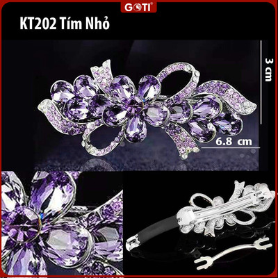 GOTI Kẹp Tóc Đá Hình Hoa Phối Nơ Nhỏ Thanh Lịch Quà Tặng Mẹ, Tặng Bà, Người Lớn Tuổi Dịp 20-10 8-3 KT202 KT203