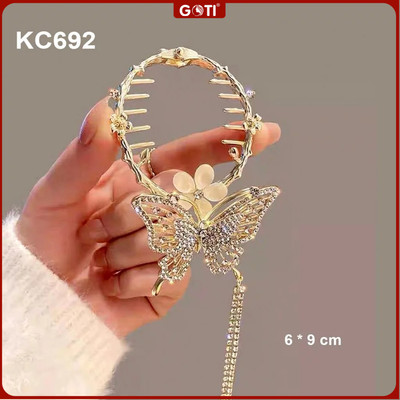 GOTI - Quà Tặng Nữ 20/10 8/3 - Phụ Kiện Kẹp Tóc Búi Dạng Vòng Hình Bướm Hoa Đá Sang Trọng Thanh Lịch KC692