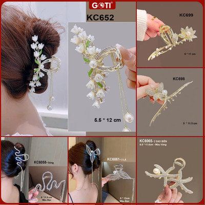 GOTI Phụ Kiện Tóc Nữ - Kẹp Càng Cua Kiểu Kẹp Búi Tóc ĐÍnh Hoa Thanh Lịch KC612 KC640