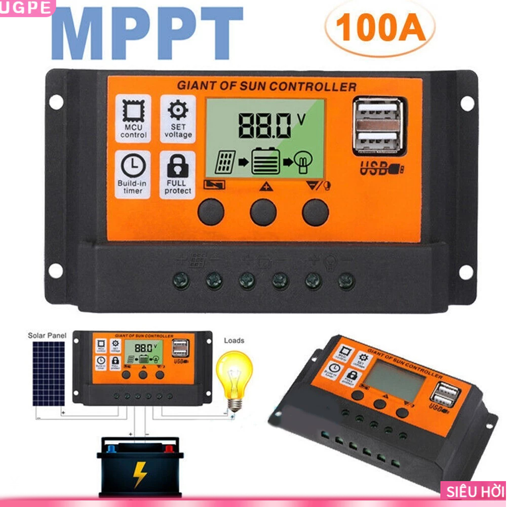 [UGPE] MPPT for PWM Solar Charge Controller Solar Panel Battery Regulator Dual USB Port