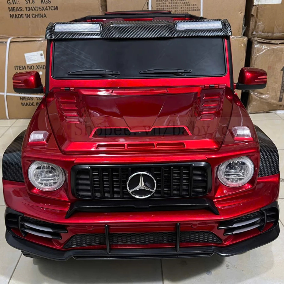 [Hoả Tốc] Ô Tô Điện G63 6 Bánh 6 Động Cơ Liền Bánh Trục Vuông, Ghế Da, Bánh Nhựa, Sơn Tĩnh Điện,Tải 