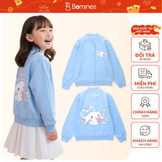  Áo khoác bé gái Bomines Áo khoác bomber hoạt hình My Melody Kuromi dễ thương cho bé gái 14-46kg AKBSAN 