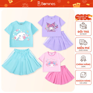  Set váy bé gái Sanrio Bomines set Bộ áo chân váy Hello Kitty Kuromi Cinnamoroll cho bé 4-12 tuổi 14-40kg SETCVSANNO 