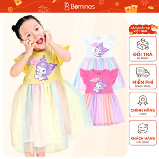  Váy bé gái Kuromi Bomines Đầm phối lưới cầu vồng Sanrio Váy dự tiệc cho bé gái từ 2-12 tuổi 10-36kg DTBL7MKUROMI 
