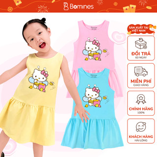  Váy bé gái Hello Kitty Bomines Đầm 3 lỗ thun cotton mát mẻ cho bé gái từ 2-12 tuổi 10-36kg DSNKITTYONG 
