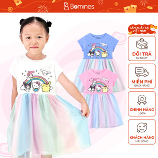  Váy bé gái hoạt hình Sanrio Bomines Đầm phối lưới cầu vồng Váy dự tiệc cho bé gái từ 2-12 tuổi 10-36kg DTNL7MSANRIO 