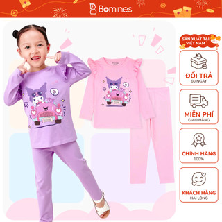  Đồ bộ bé gái tay dài mùa thu Kuromi Bomines bộ ngủ thun cotton cho bé gái từ 3- 10 tuổi 12- 30kg DBTKUROMIXE 
