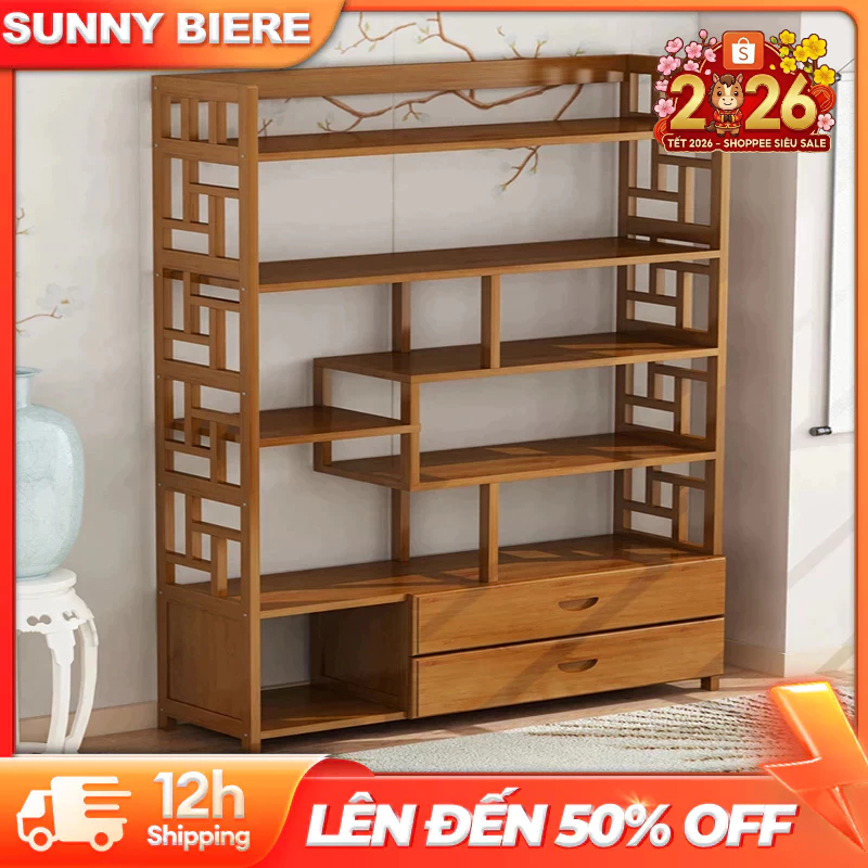 SUNNY BIERE Kệ Sách Để Sàn Nhiều Ngăn hiện đại dễ dàng lắp ráp thước chắc chắn Tre | BigBuy360 - bigbuy360.vn