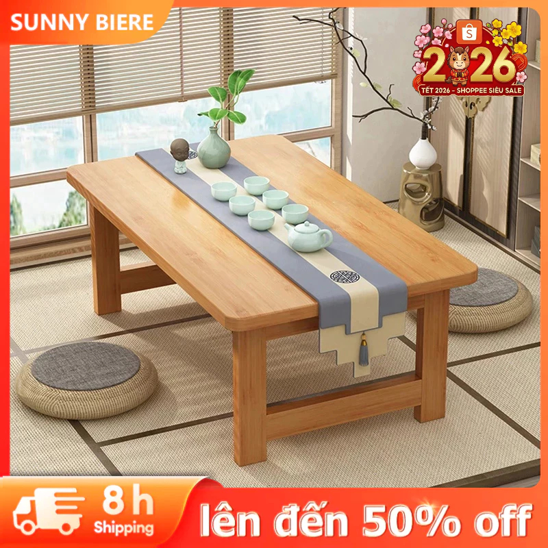 SUNNY BIERE Bàn Bệt Kiểu Nhật Ngồi Bệt Ván Dày Gấp Gọn TreTự Nhiên Nhập Khẩu Nguyên Chiếc
