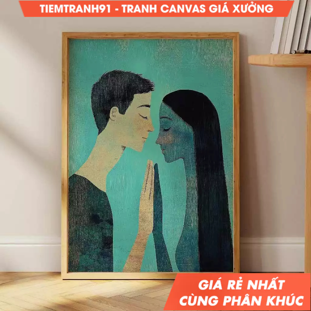 Tranh treo tường, Romantic Couple Art Abstract People Wall Art Intimate Lovers Contemporary Artwork 