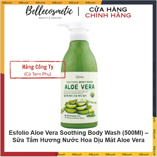 [cty] Esfolio Aloe Vera Soothing Body Wash (500Ml) – Sữa Tắm Hương Nước Hoa Dịu Da Dưỡng Ẩm Nha Đam,