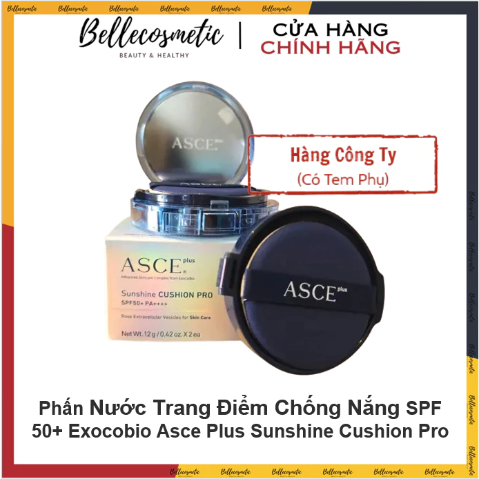 [cty] Exocobio Asce Plus Sunshine Cushion Pro Phấn Nước Trang Điểm Da Nhạy Cảm Có Chống Nắng SPF 50+