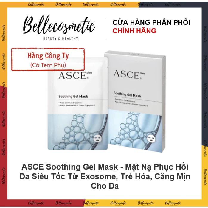 ASCE Mask - Hộp 3 Miếng Mặt Nạ Exosome Phục Hồi Da, Trẻ Hóa, Căng Bóng Cho Da Soothing Gel