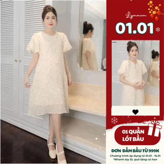    BEST SELLER  LYMMOM - VÁY ĐẦM BẦU THIẾT KẾ Xinh Sang Chảnh Công Sở Đi Tiệc Dáng Xòe Tay Chuông VB030 