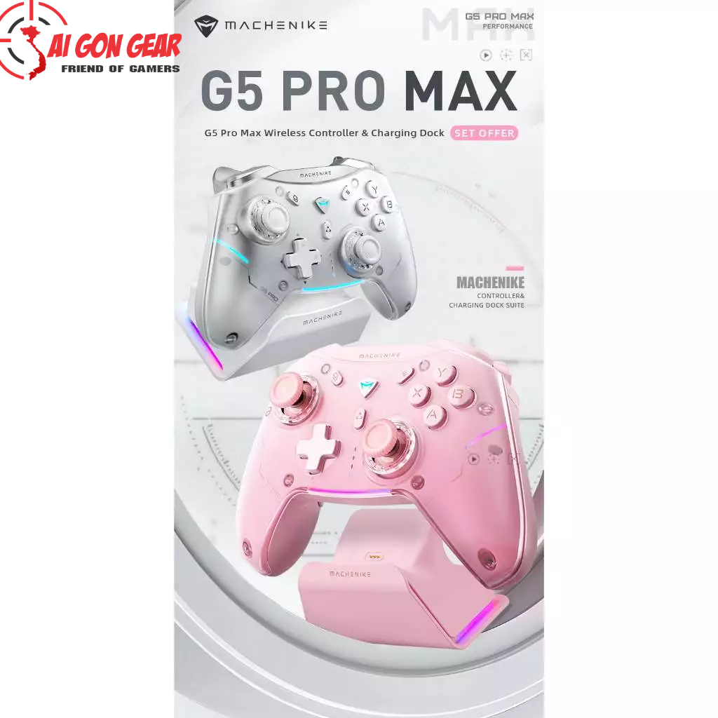 Tay cầm Machenike G5 Pro Max Tri-mode Set Pink