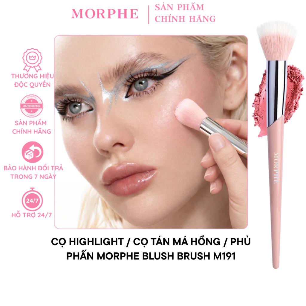 Cọ má hồng tán nền hai lớp siêu mềm mịn giúp tán phấn đều không để thừa MORPHE Blush Brush M191