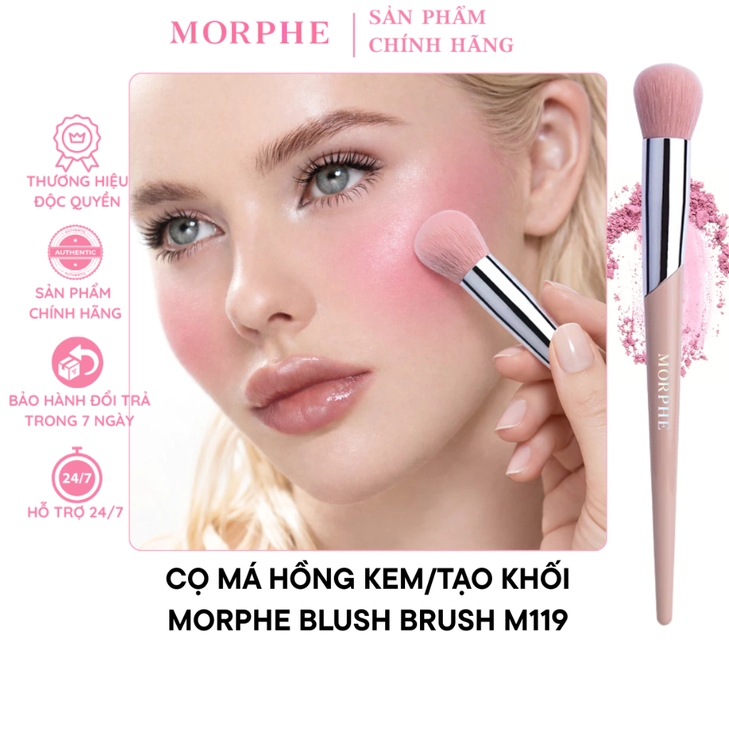 Cọ tán phấn má hồng kem highlgiht đầu cọ tròn MORPHE Blush Brush M119