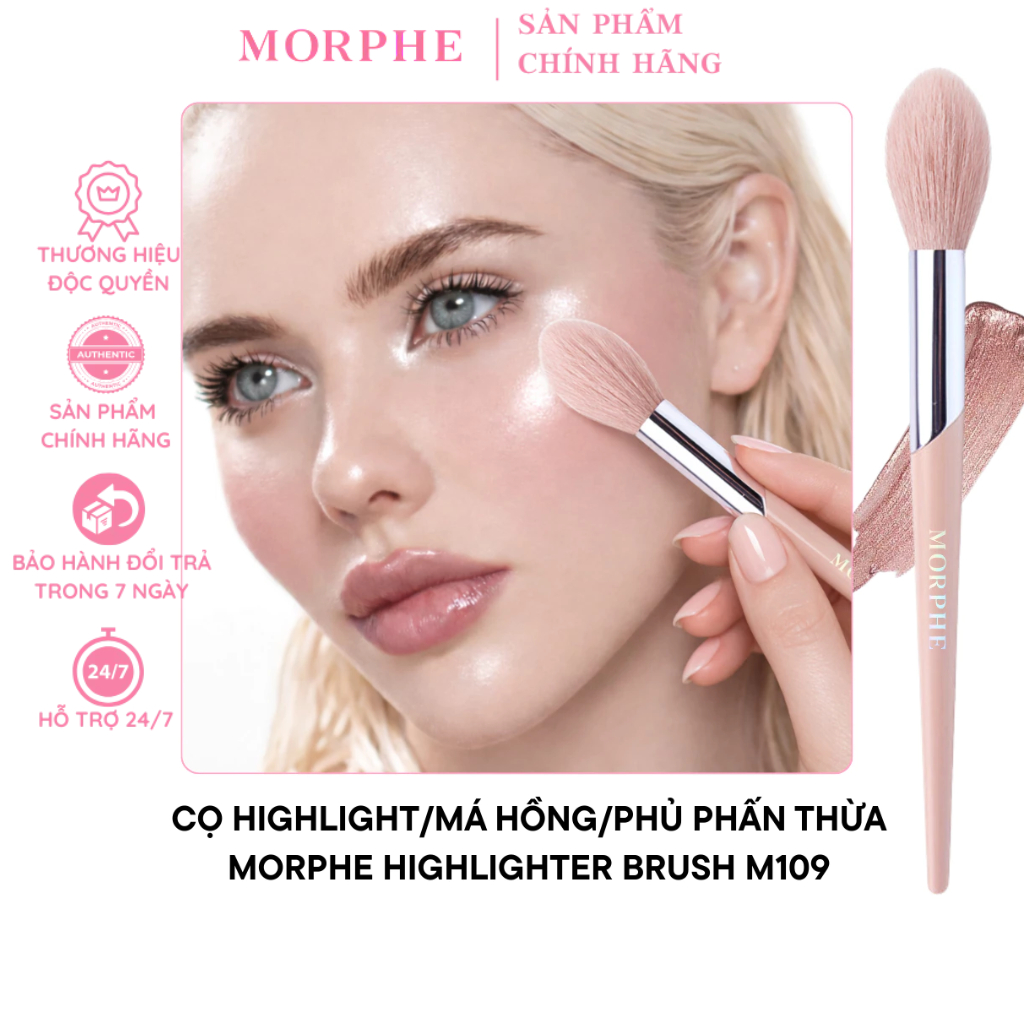 Cọ Má Hồng - Highlight - Setting Phấn MORPHE Highlighter Brush M109 Bám Phấn Lông Mềm