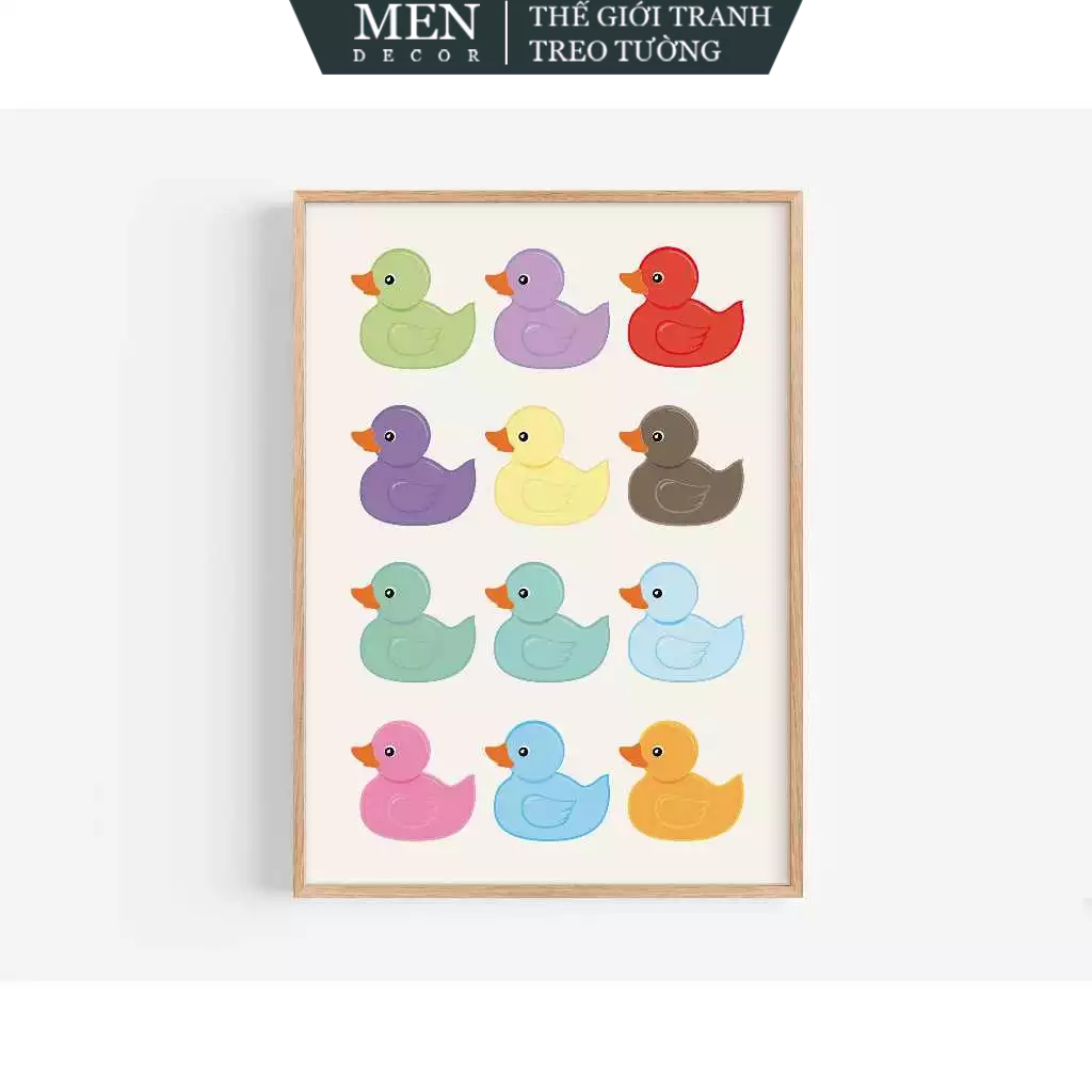 Tranh treo tường, Pastel Rubber Duck Print Modern Nursery, nhận in theo yêu cầu, tặng kèm đinh treo 