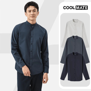   SALE TẾT Áo sơ mi nam dài tay cổ tàu Premium Poplin thoáng khí không xù lông Áo mặc Tết Coolmate 