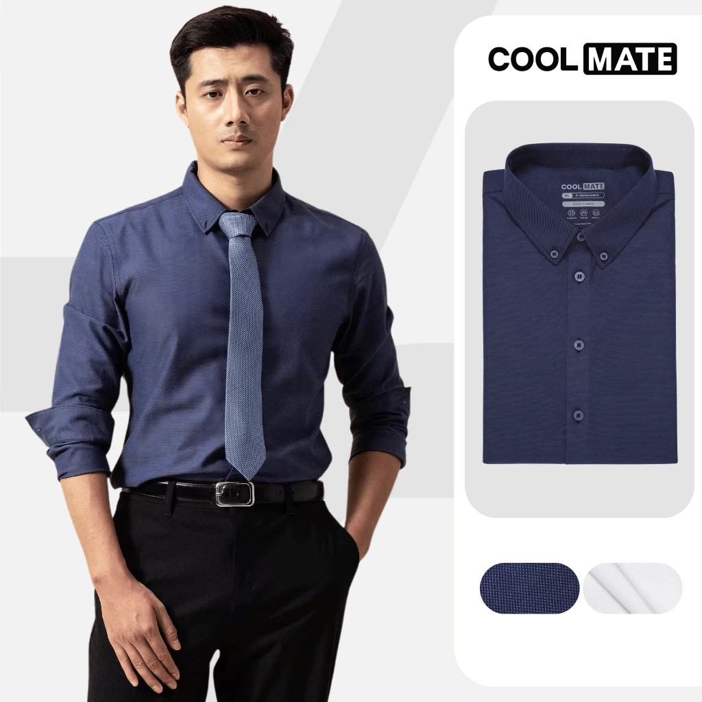 [SALE TẾT]Áo Sơ Mi Nam Dài Tay Premium Dobby mềm mại chống nhăn, Áo mặc Tết Coolmate