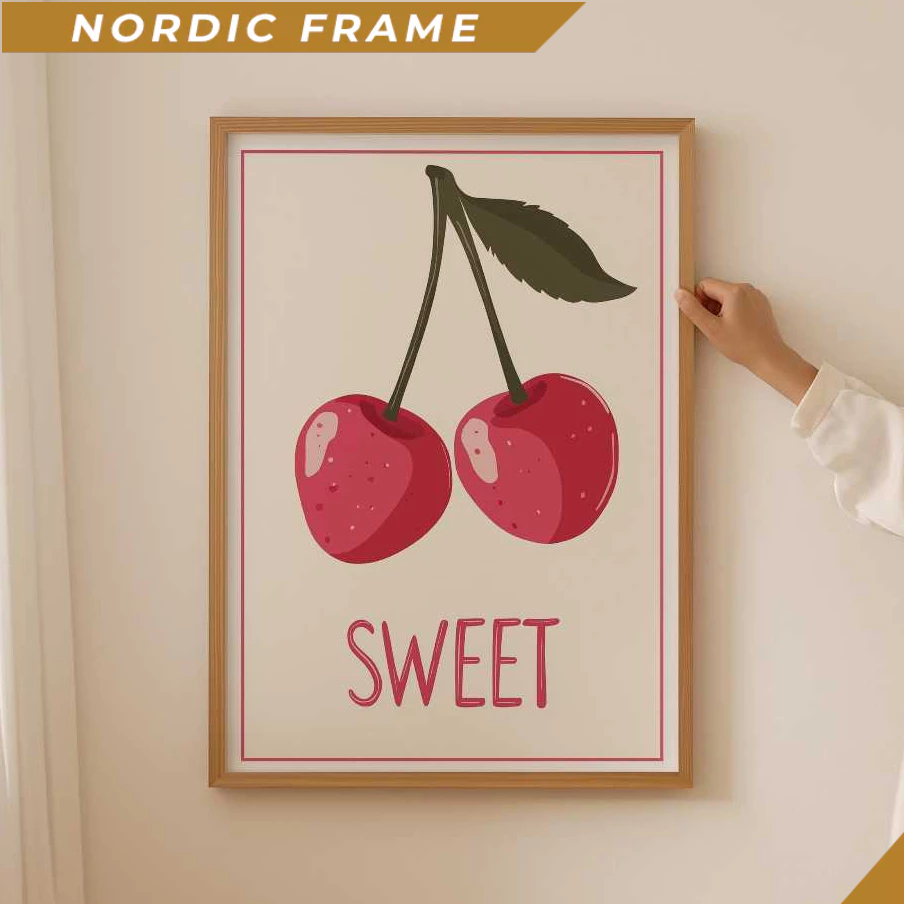 Tranh treo tường, Sweet Cherry Poster for Coquette room decor, Aesthetic Wall Art for Cubicle Decor,