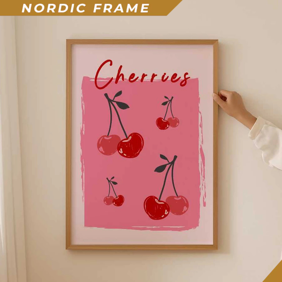 Tranh treo tường, Cherry Poster for Coquette room decor- Trendy Aesthetic Wall Art for Cubicle Decor
