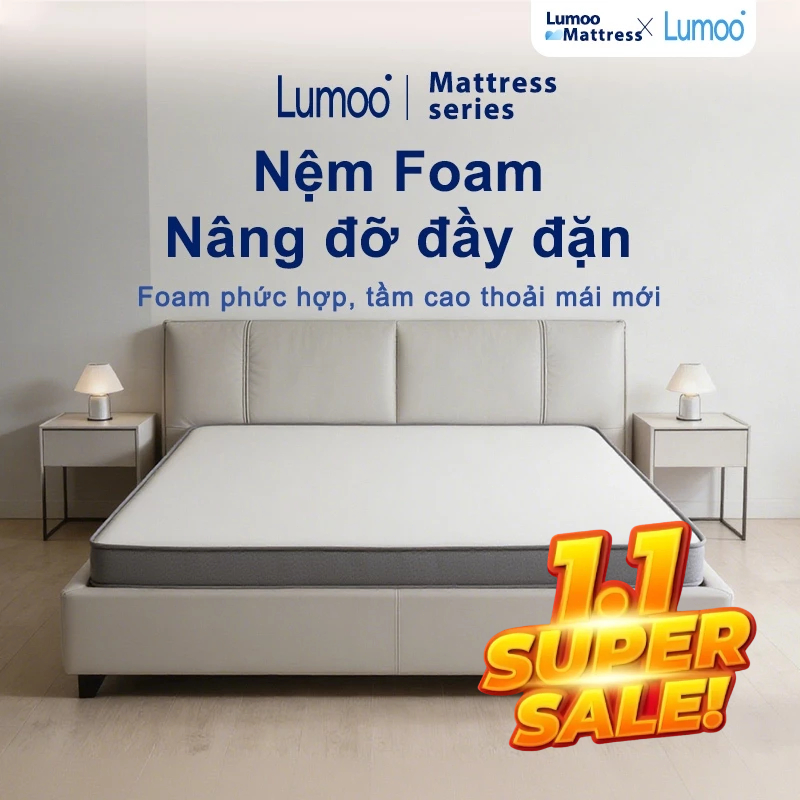 Nệm LUMOO Hybrid 15cm Đệm Foam Cao Su, Nâng Đỡ Cơ Thể