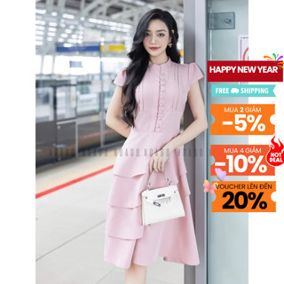  Đầm hồng ngắn tay NGADO Đầm thiết kế váy thiết kế 