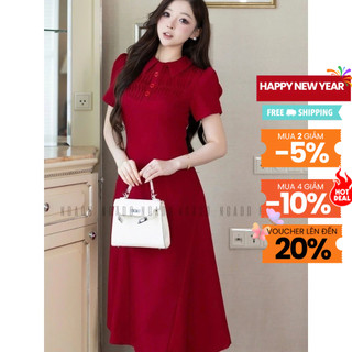  Đầm đỏ ngắn tay NGADO  đầm nữ  đầm thời trang  váy đi biển 