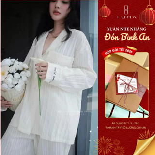   BEST SELLER  Toha Homewear Bộ Đồ Ngủ Kẻ Sọc Pijama Nữ Form Siêu Rộng Thoải Mái Until Tomorrow 